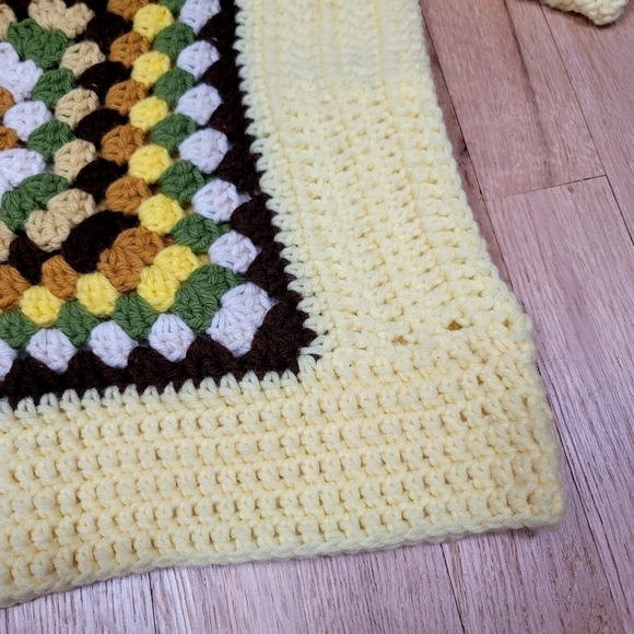 Handmade Granny Square Crocheted Top Yellow Unqiue - Picture 12 of 12